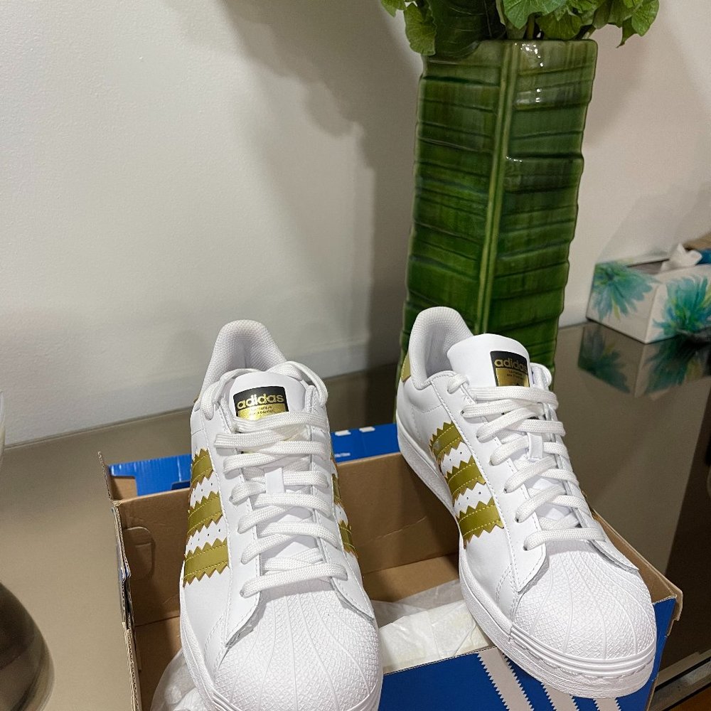 Gold & White adidas Superstars